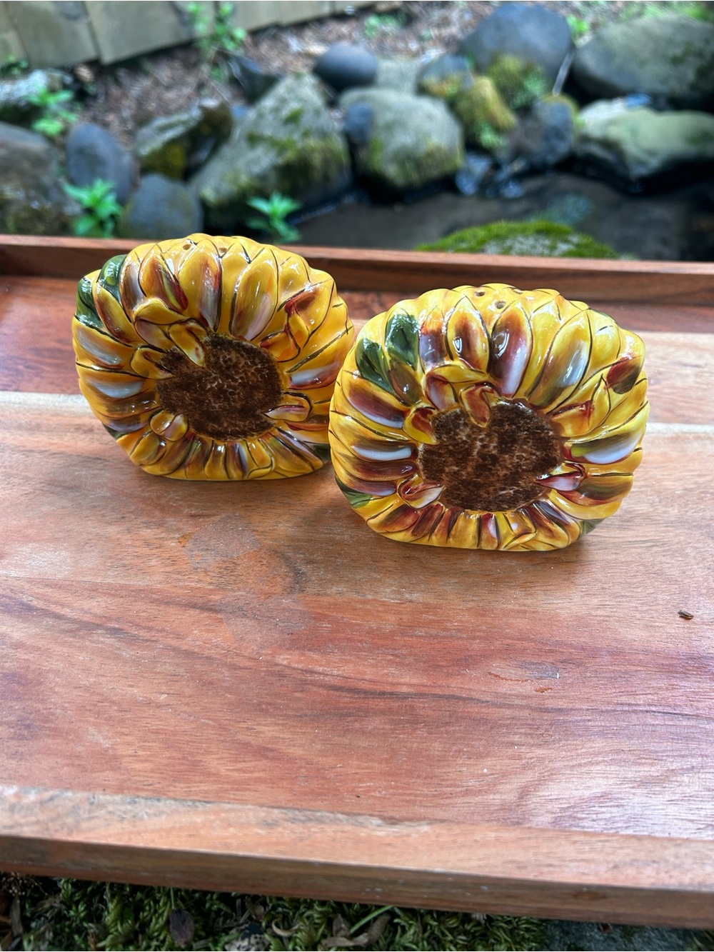 Vintage Tuscan Sunflower Ceramic Salt/Pepper Shakers